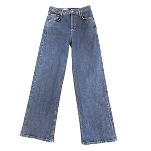 Pilcro Wide Leg High Rise Medium Blue Wash Denim Jean Size 29